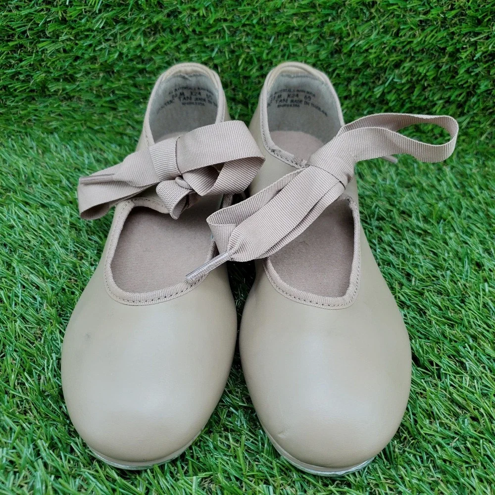 Capezio Future Star SIZE 13 Girls Tap Dance Shoes Ribbon Tie Tan Beige